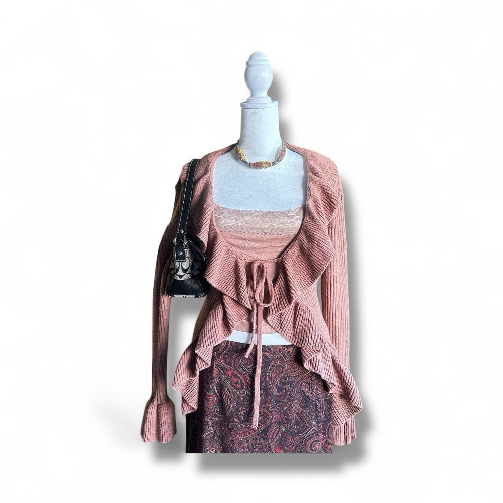 Women's Brown Knit Pullover L Earthy Tones Romantic Minimalism Quiet Luxury Cozy